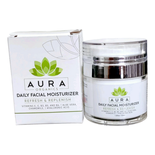 Aura Organics daily facial moisturizer refresh and replenish 1.69 OZ